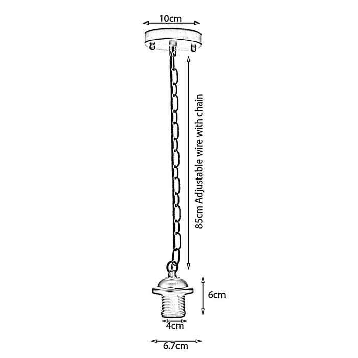 Chroom metalen plafond E27 lamphouder hanglamp met ketting