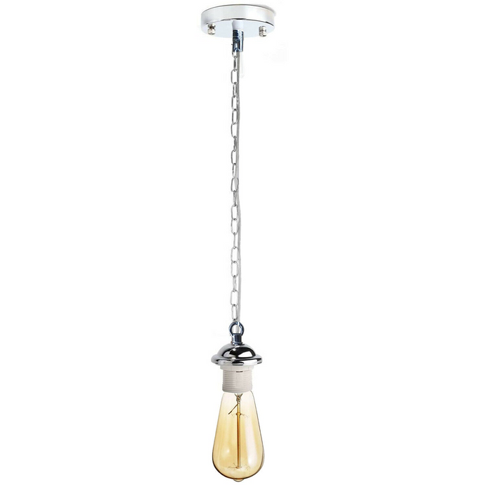 Chrome Metal Ceiing E27 Lamp Holder Pendant Light With Chain