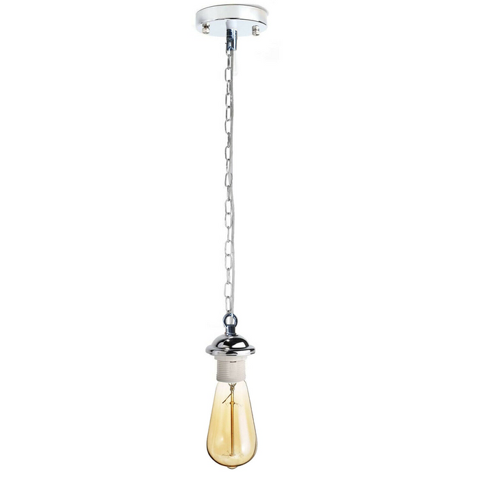 Chroom metalen plafond E27 lamphouder hanglamp met ketting