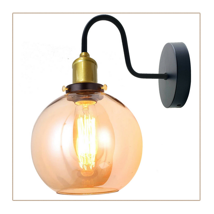 Globe Clear Glass Shade Retro Industrial Wall Light Wall Lamp Sconce
