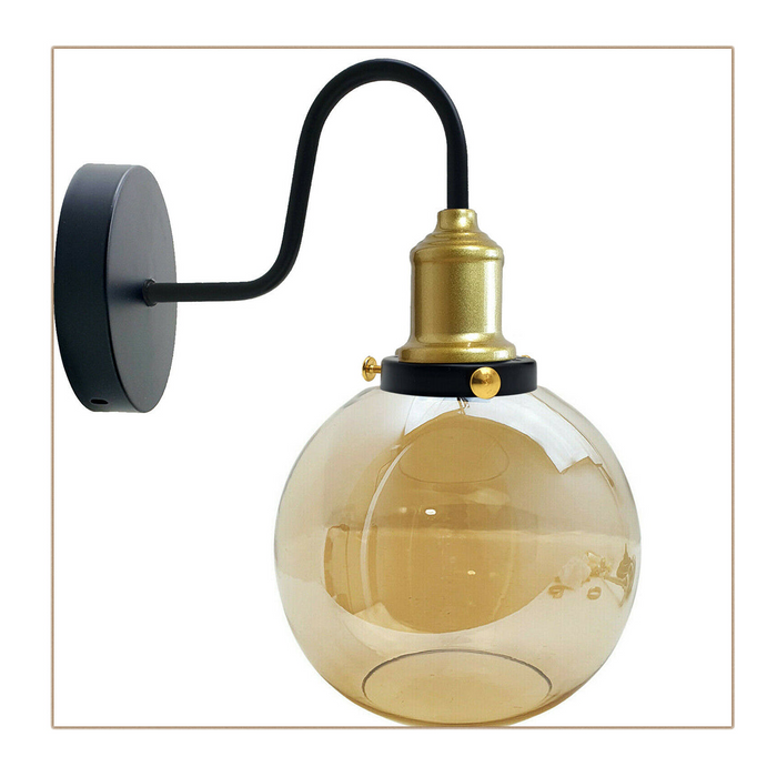 Globe Clear Glass Shade Retro Industrial Wall Light Wall Lamp Sconce