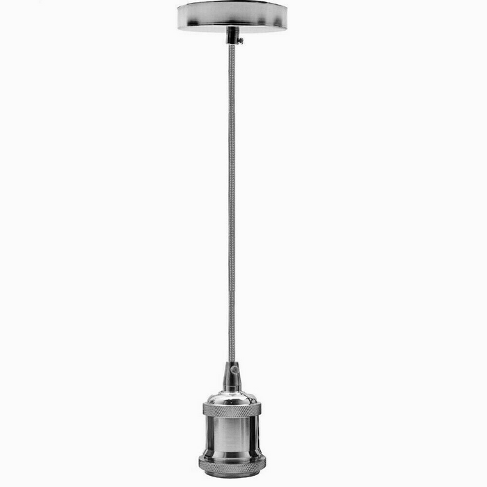 Chrome Pendant Light Fitting Ceiling Rose E27 Suspension