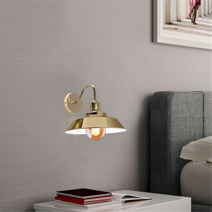 French Gold Retro Vintage Light Shade Ceiling Industrial Wall Lights Sconce Lamp