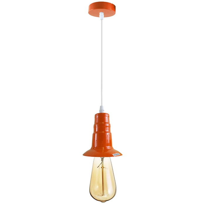 Orange Ceiling Light Fitting Industrial Pendant Lamp Bulb Holder