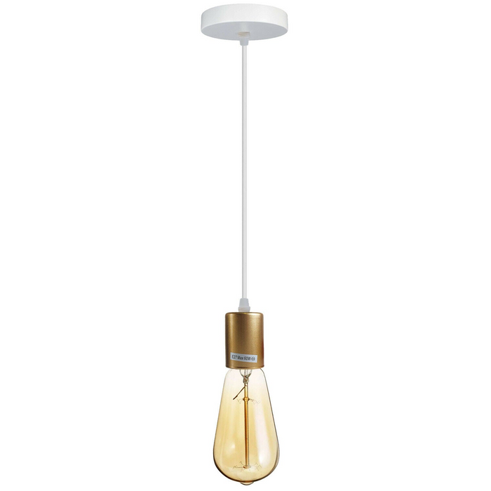 Gold E27 Ceiling Light Fitting Industrial Pendant Lamp Bulb Holder