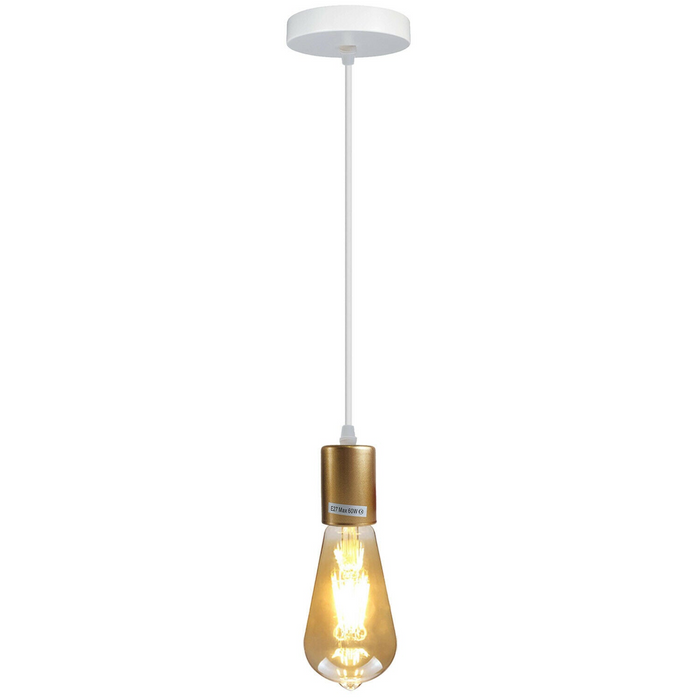 Gold E27 Ceiling Light Fitting Industrial Pendant Lamp Bulb Holder