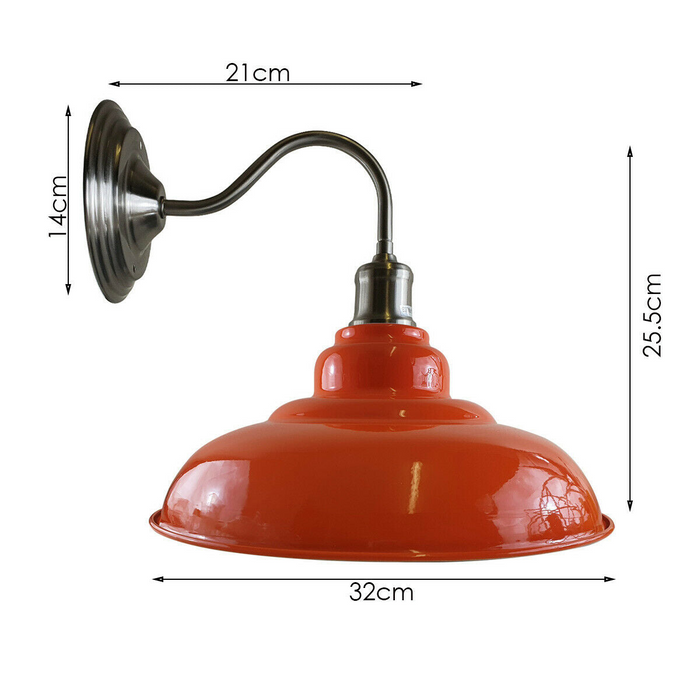 Orange colour Modern Industrial Indoor Wall Light Fitting Painted Metal Lounge Lamp