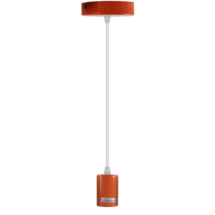 Orange E27 Ceiling Light Fitting Industrial Pendant Lamp Bulb Holder