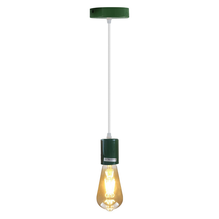 Green E27 Ceiling Light Fitting Industrial Pendant Lamp Bulb Holder