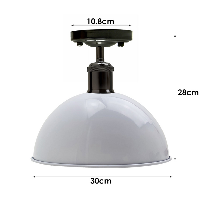 Vintage Industrial Loft Style Metal Ceiling Light Modern White Dome Pendant Lampshade