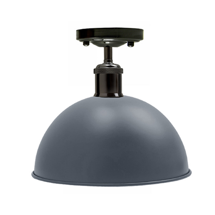 Vintage industriële loft-stijl metalen plafondlamp moderne grijze koepel hangende lampenkap