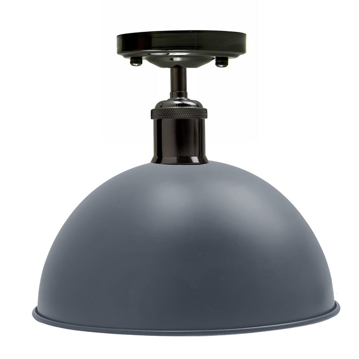 Vintage Industrial Loft Style Metal Ceiling Light Modern Grey Dome Pendant Lampshade