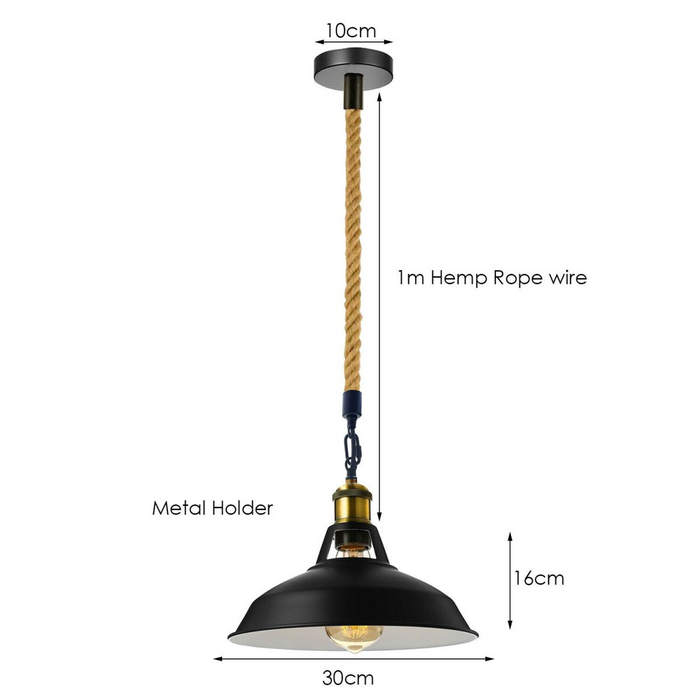 Metal Ceiling Pendant Light Modern Hemp Hanging Retro Lamps