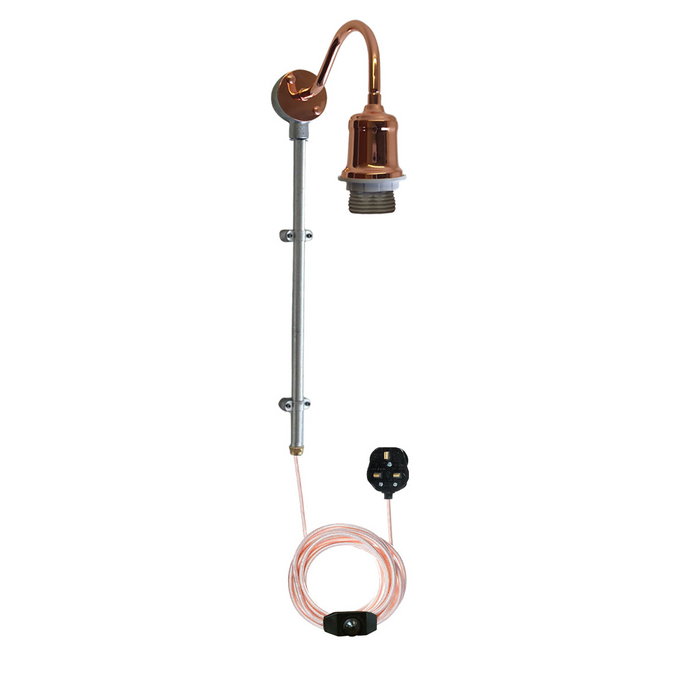 2m Plug with Dimmer Switch Fabric Flex Cable Plug In Pendant Pipe Light Set Rose Gold