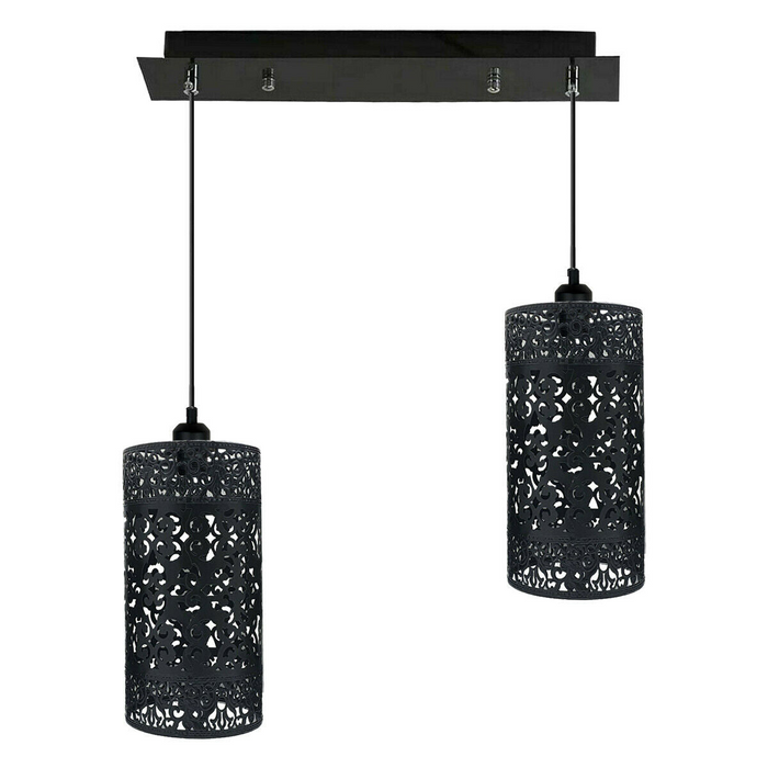 Double Head Black Pendant Lighting Cage 40cm Ceiling Light