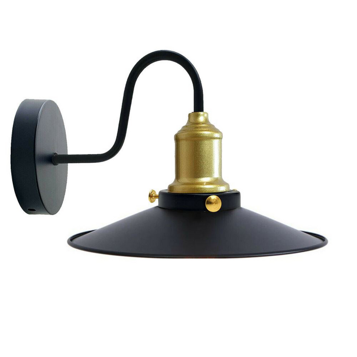 Zwarte kap met gouden houder Wandlamp Lampenkap Moderne industriële wandlamp