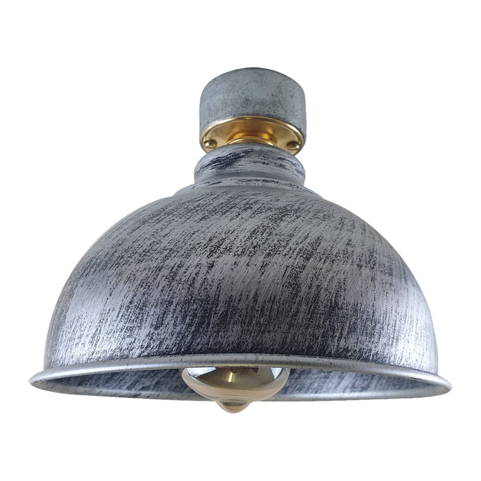 Metalen plafondlamp in rustieke stijl, lampenkapfitting, geborsteld B22-basislicht