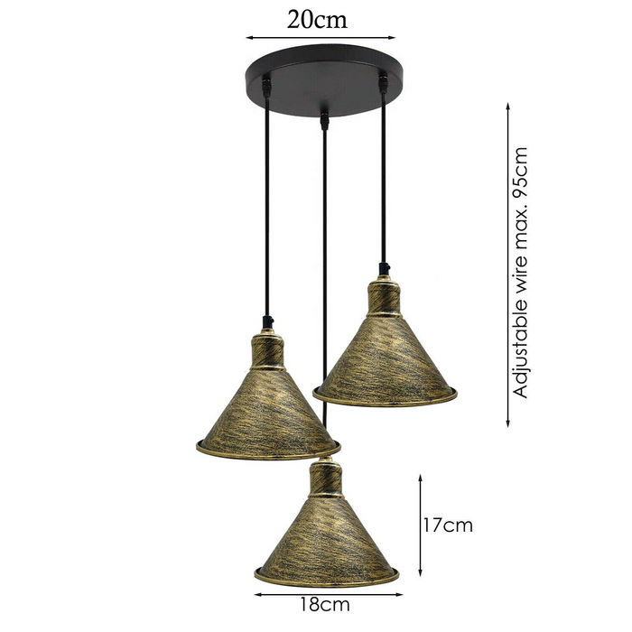 3-koppige hanglamp kroonluchters industriële metalen kooi draadframe loft plafond