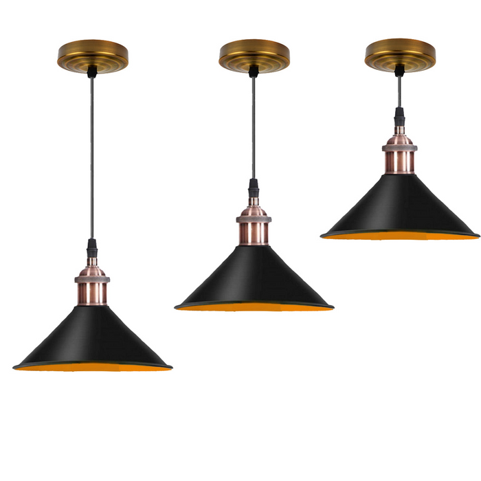 Modern Vintage Black Pendant Lamp Vintage Industrial Metal Cone Ceiling Light Shade