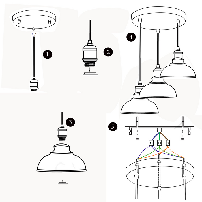 Industrial Retro Pendant Light Shade Suspended Ceiling Lights Style Metal Lamp