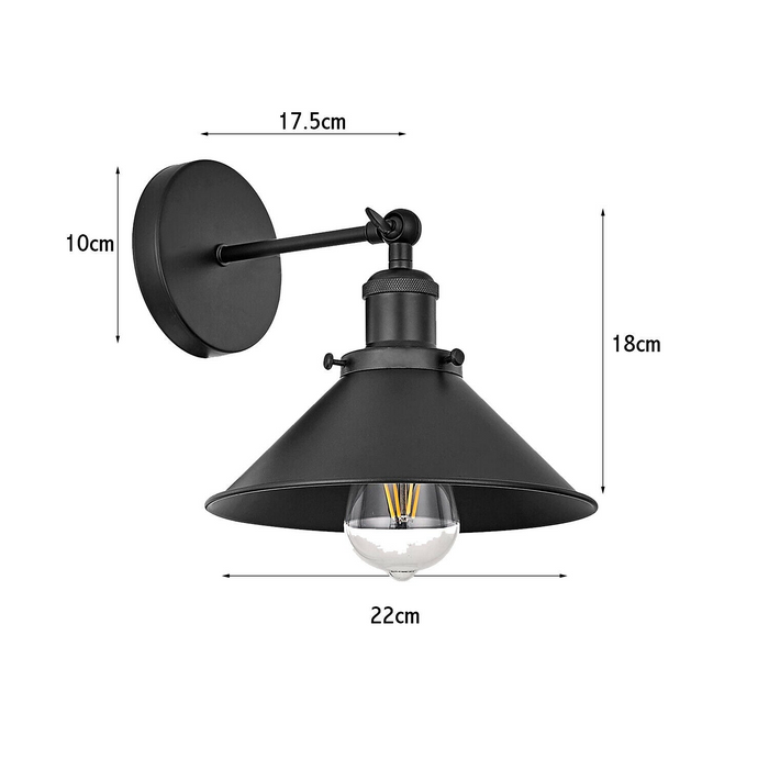 Wall Sconce With Black Cone Shape Shade