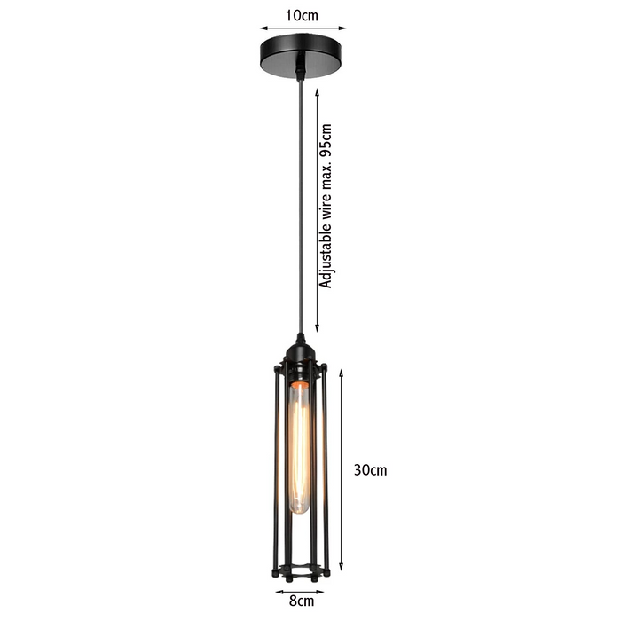 Black Long Wire Cage Lamp E27 Holder Lighting Kit
