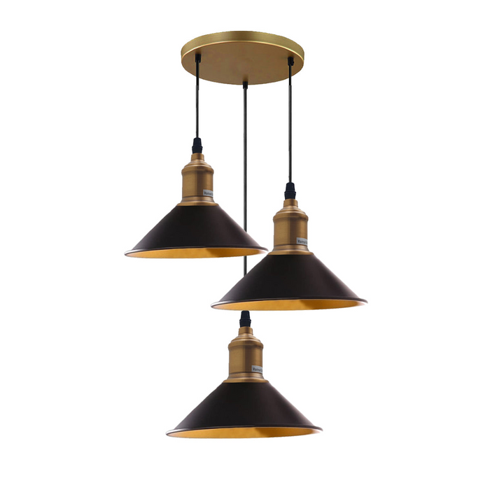 Three Outlet Black Pendant Light 3 Lights Modern Drop Hanging Light