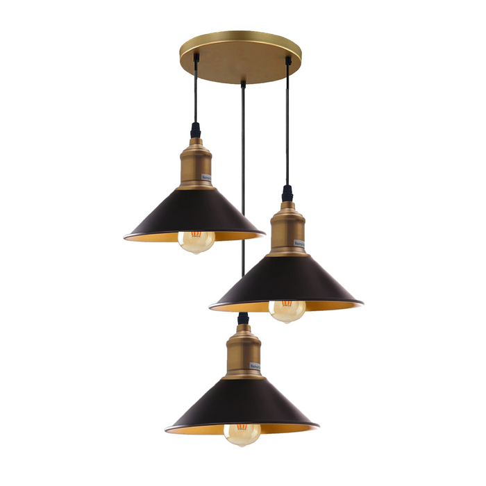 Three Outlet Black Pendant Light 3 Lights Modern Drop Hanging Light