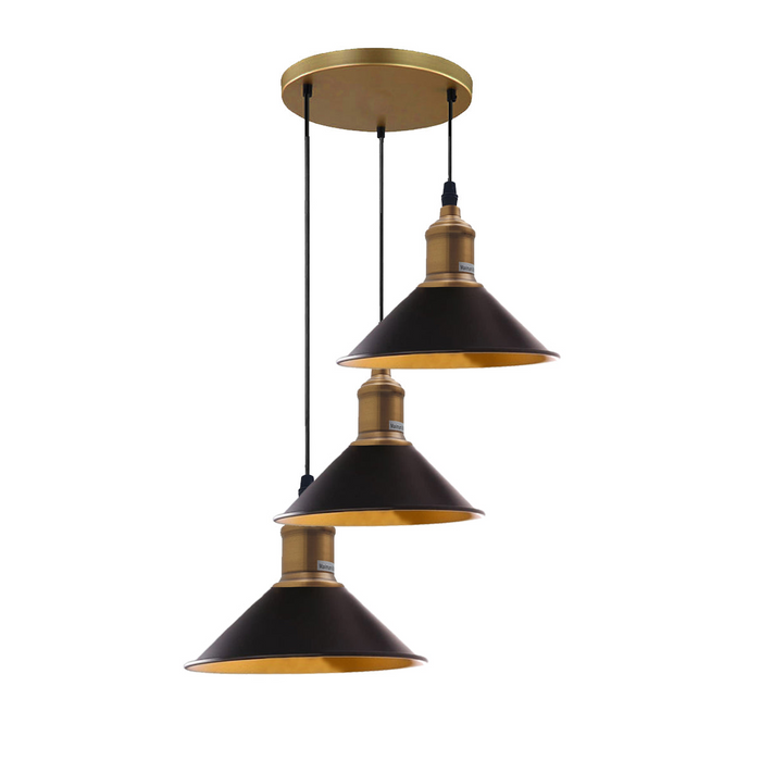 Three Outlet Black Pendant Light 3 Lights Modern Drop Hanging Light