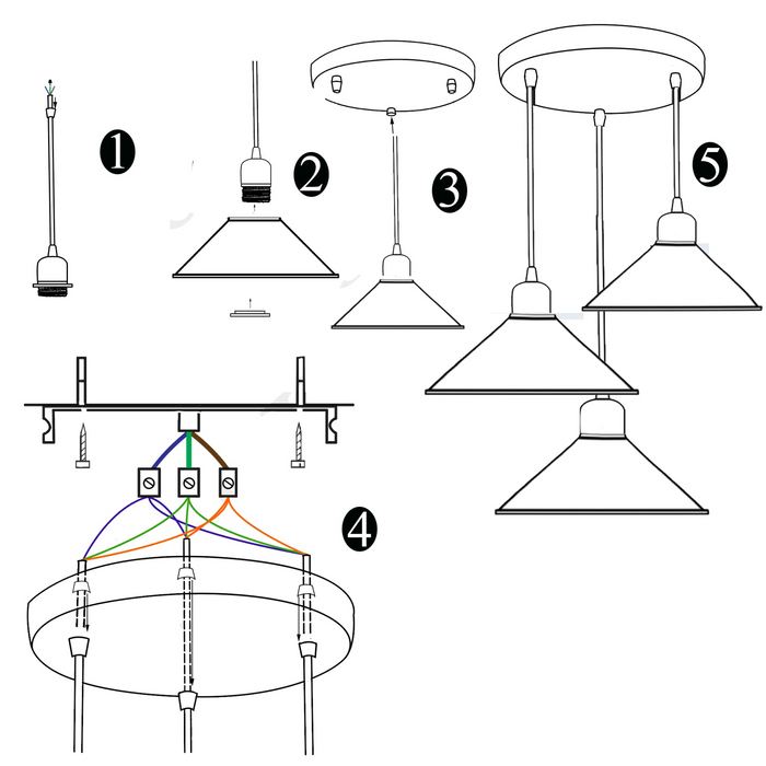 Three Outlet Black Pendant Light 3 Lights Modern Drop Hanging Light