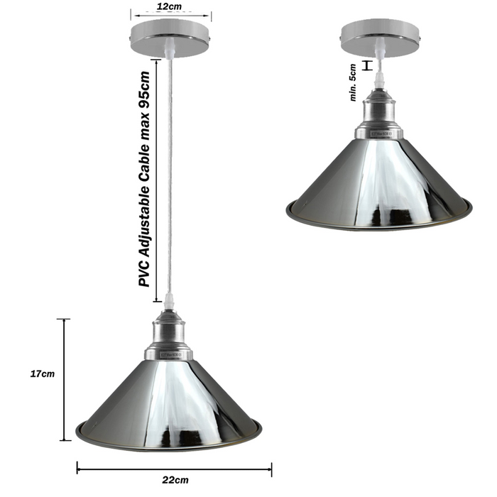 Retro Metal Pendant Chrome Ceiling Light Lamp Shade