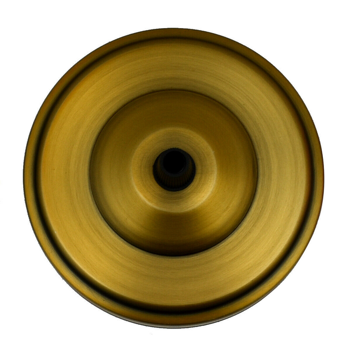 Geel koperen plafondrozet, diameter 108 mm, vintage armatuur