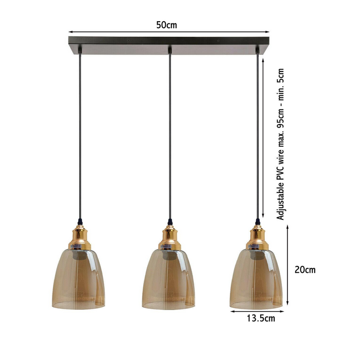 3 Outlet industriële retro loft glazen plafondlampenkap hanglamp