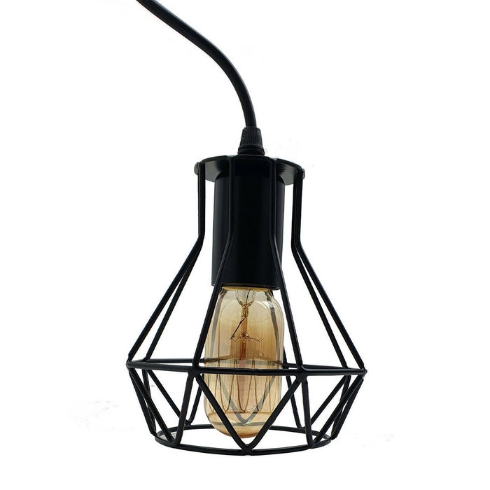 3 Head Rectangle Base Industrial Metal Cage Ceiling Pendant Light UK