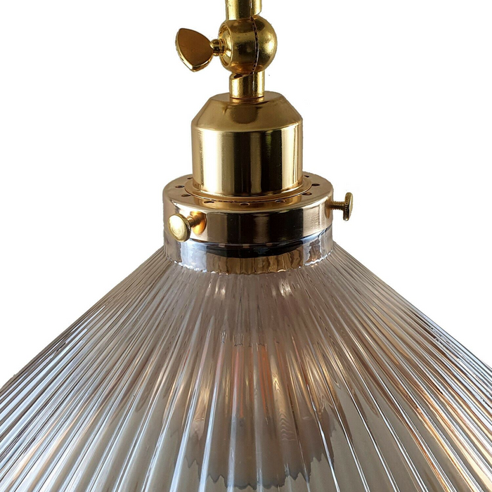 Vintage moderne plafondhanglamp inbouw amberkleurige glazen kap