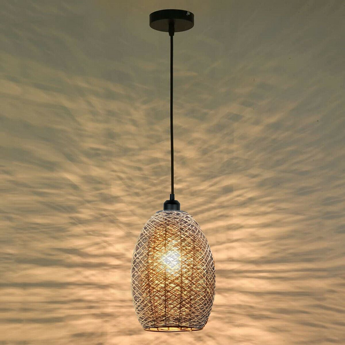 Rattan Wicker Ceiling Pendant Light Shade Hanging Light Antique décor Lampshade