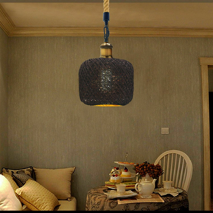 Rattan Ceiling Light lamp Hanging Hemp Rope Pendant Lamp Shade