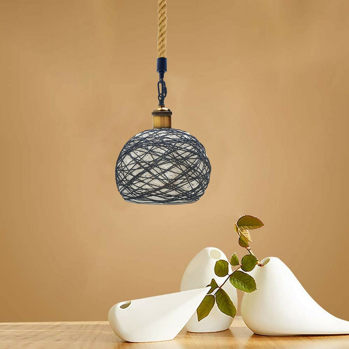 Rattan Ceiling Light lamp Hanging Hemp Rope Pendant Lamp Shade