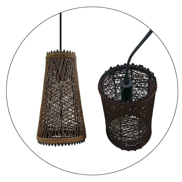 Modern Pendant Light Rattan Wicker Basket Ceiling Pendant Light Kit