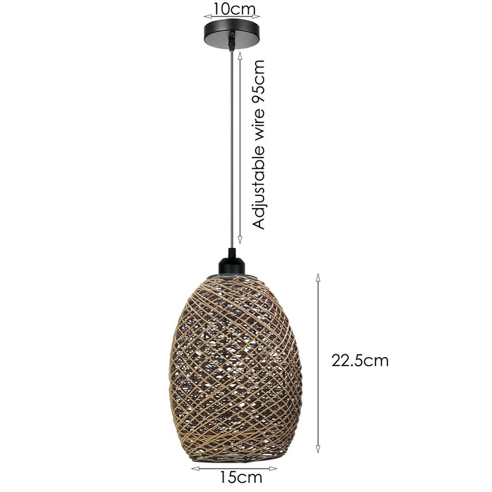 Rattan Wicker Ceiling Pendant Light Shade Hanging Light Antique décor Lampshade