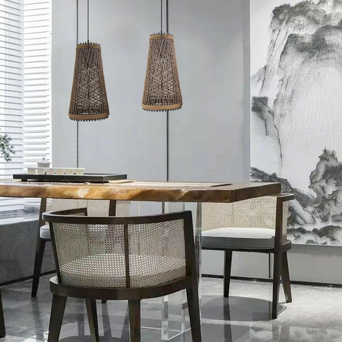 Modern Pendant Light Rattan Wicker Basket Ceiling Pendant Light Kit