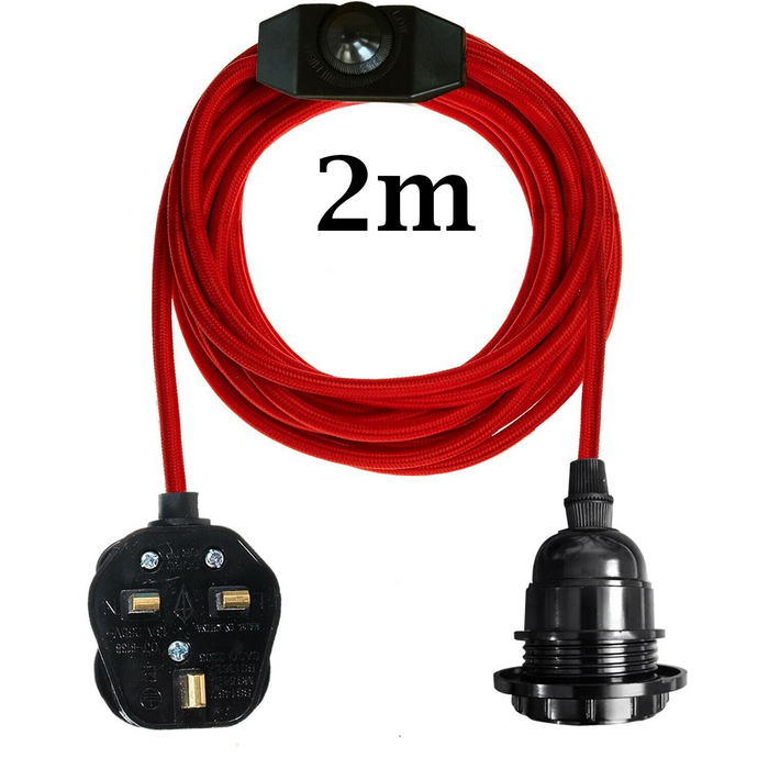 E27 2M Fabric Cable UK Plug in Pendant Lamp Light Set Fitting Vintage Bulb Holder Socket