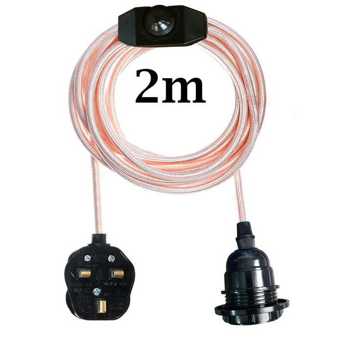 E27 2M Fabric Cable UK Plug in Pendant Lamp Light Set Fitting Vintage Bulb Holder Socket