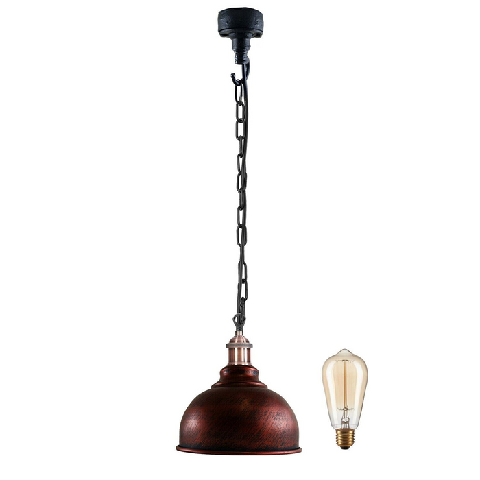 Industrial Vintage Ceiling Light Rustic Red Metal Conduit Retro Pendant Lamp