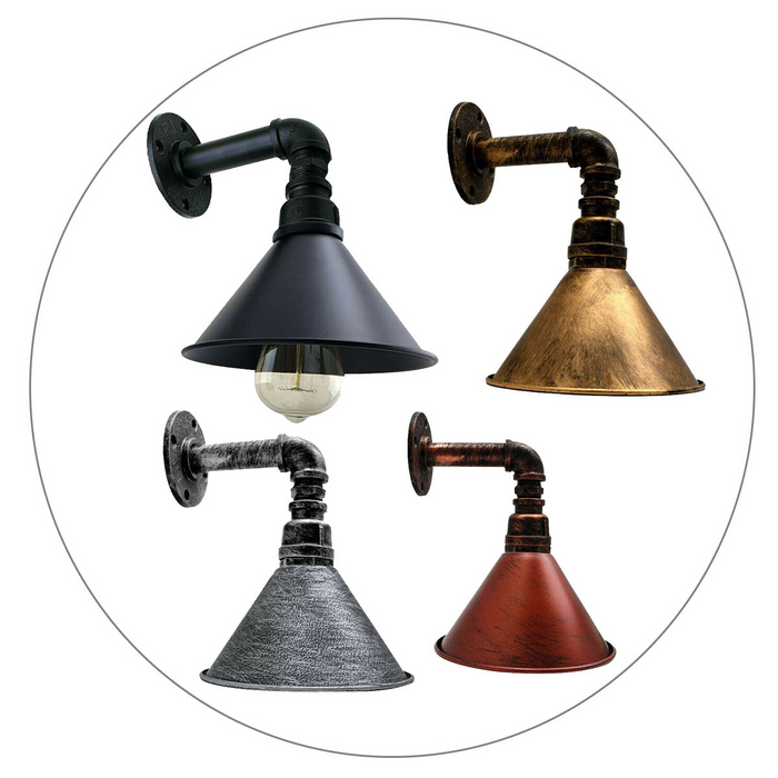 Modern Vintage Wall Mounted Light Sconce Lamp Indoor Fixture Cone Shape Metal Shade