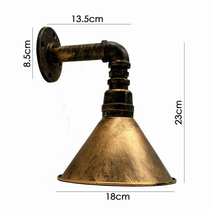 Modern Vintage Wall Mounted Light Sconce Lamp Indoor Fixture Cone Shape Metal Shade