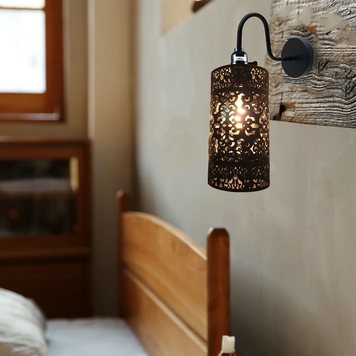 Vintage Industrial Wall Lights Fittings Indoor Sconce Black Metal Home Office Lamp Shade