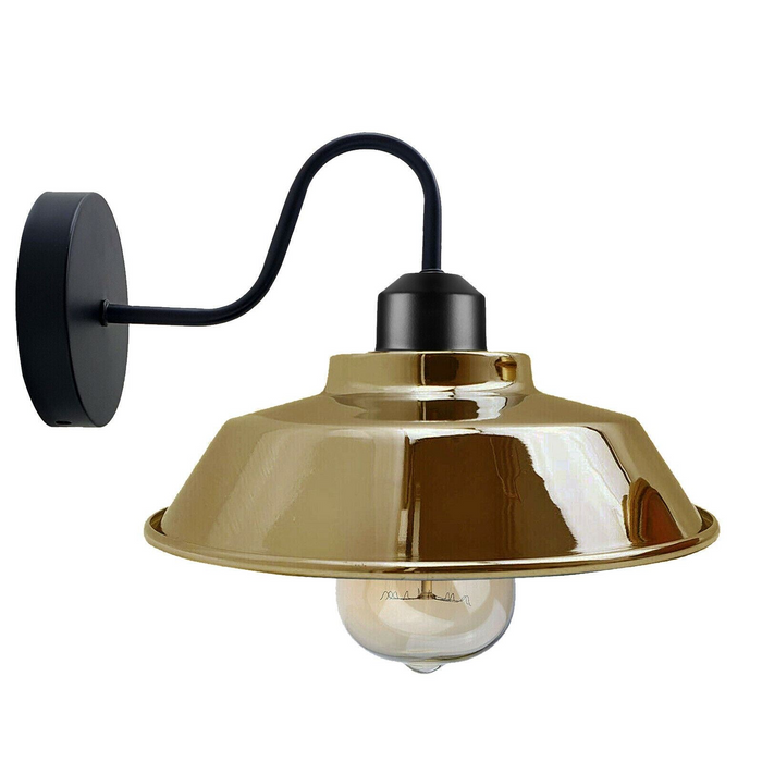 Retro Industrial Wall Lights Fittings E27 Indoor Sconce Metal Bowl Shape Shade For Basement, Bedroom, Home Office