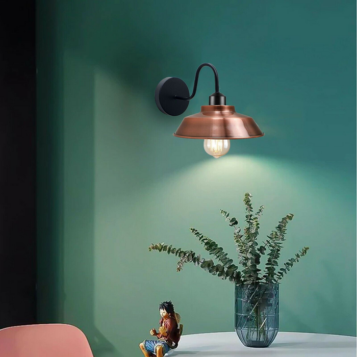 Retro industriële wandlampen fittingen E27 indoor blaker metalen komvorm schaduw voor kelder, slaapkamer, thuiskantoor