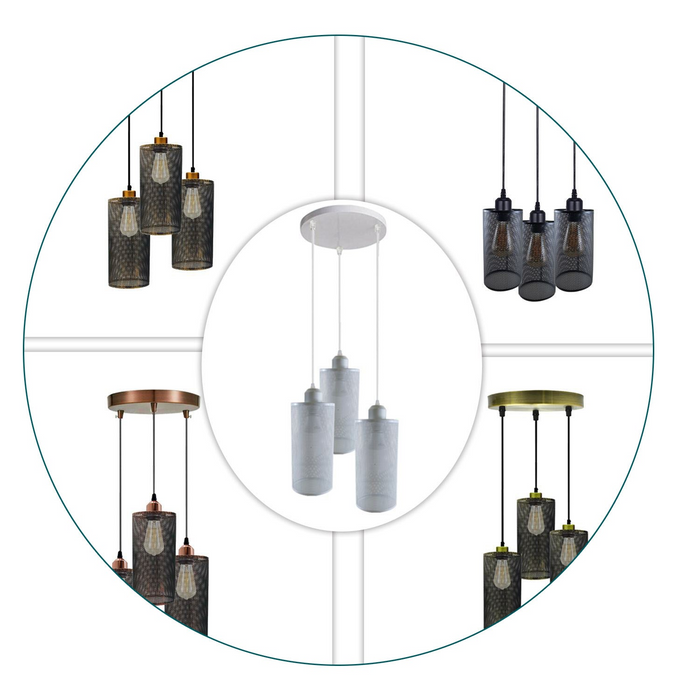 Ceiling Rose 3 Way Hanging Pendant Lamp Shade Light Fitting Lighting Kit UK